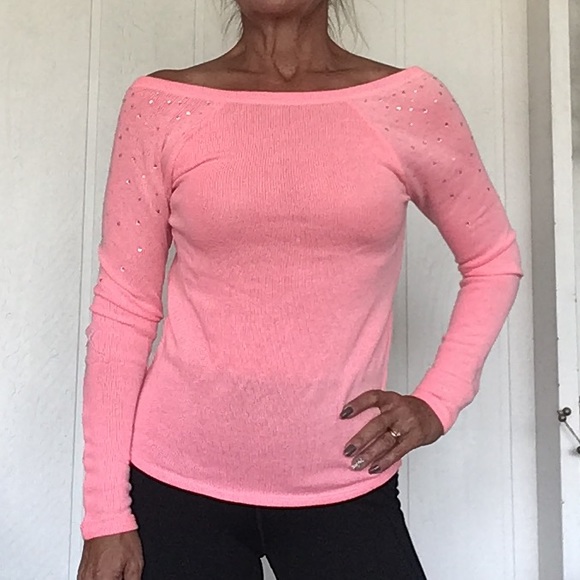 PINK VICTORIAS SECRET NEON PINK LOW BACK SWEATER SMALL - Picture 4 of 15